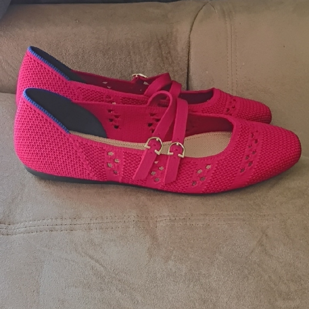 Rothy's Rouge Crochet Mary Jane Flats Women Size 8.5 NWT - Picture 3 of 7